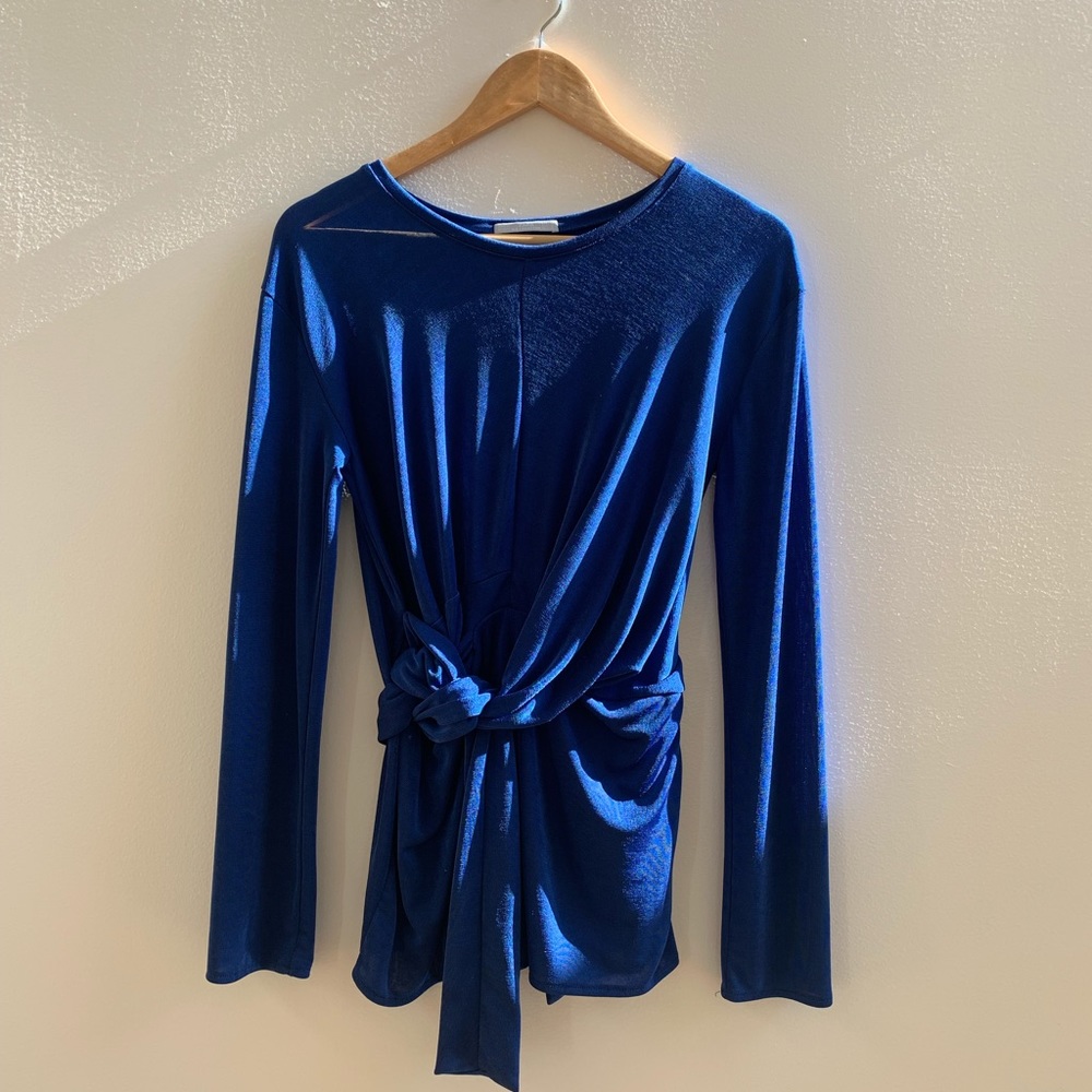 Zara blue tie front top NEW
